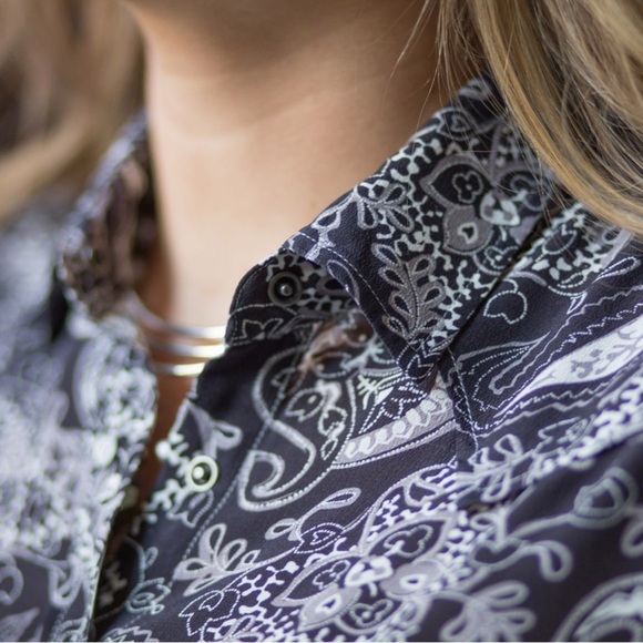 Ryan Michael Silk Paisley Print Western Snap 100% Silk Pearl Snap Shirt Size L - Picture 12 of 14